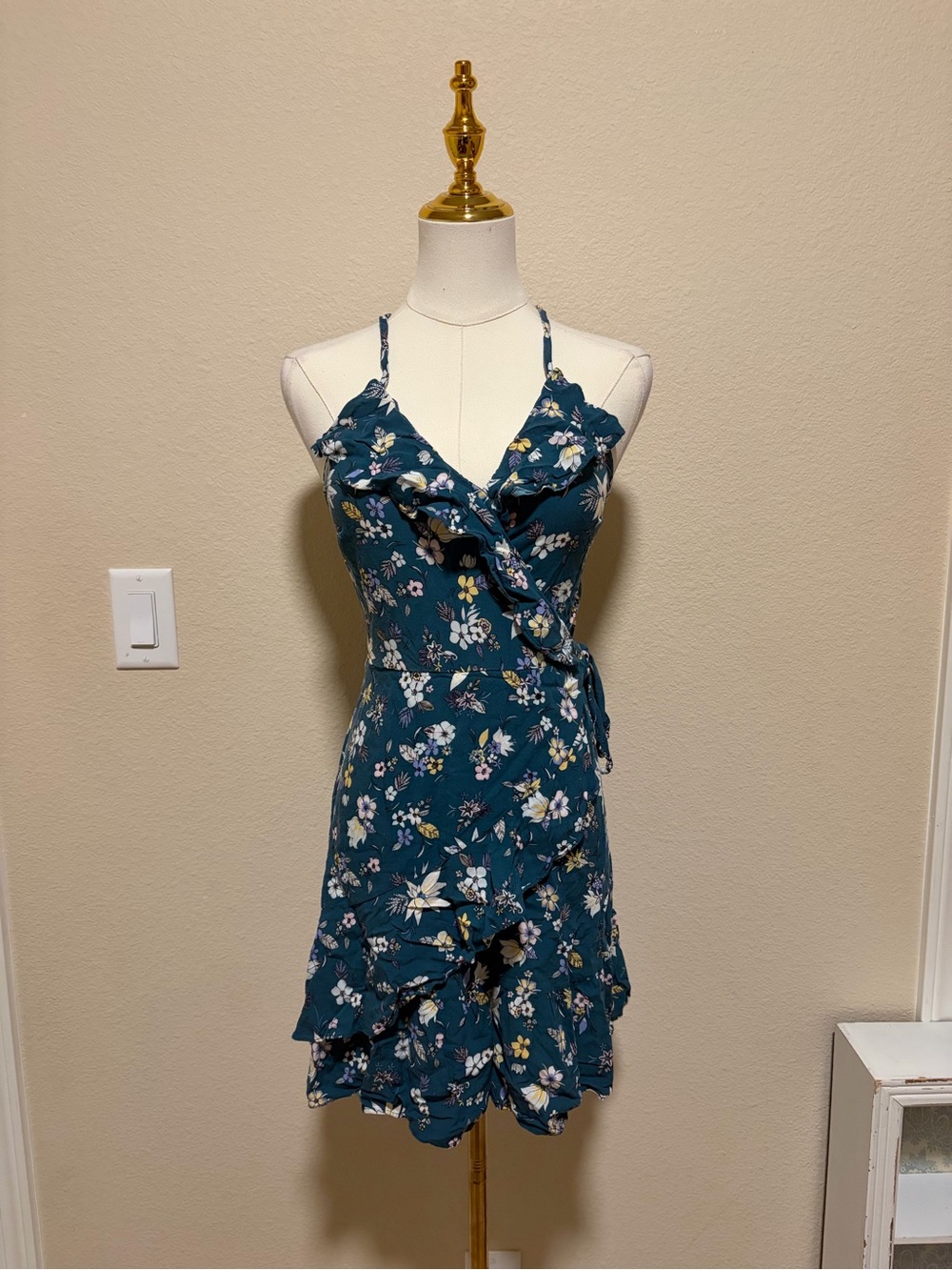 Mossimo Supply Co. Teal Floral Mini Dress